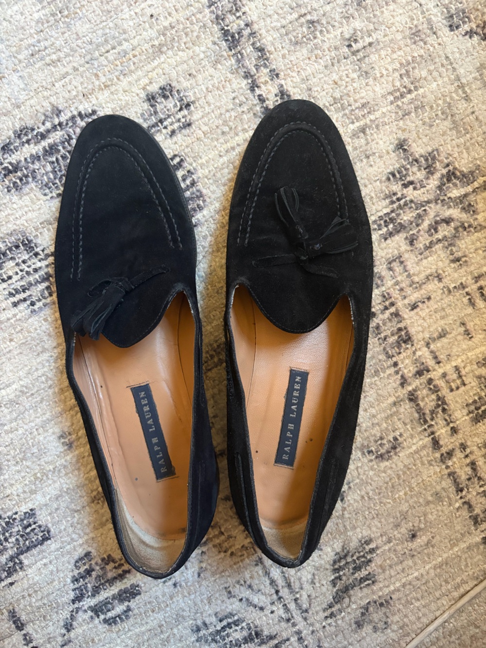 Ralph Lauren Black Suede Tassel Loafers